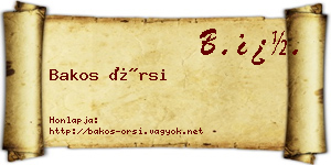 Bakos Örsi névjegykártya